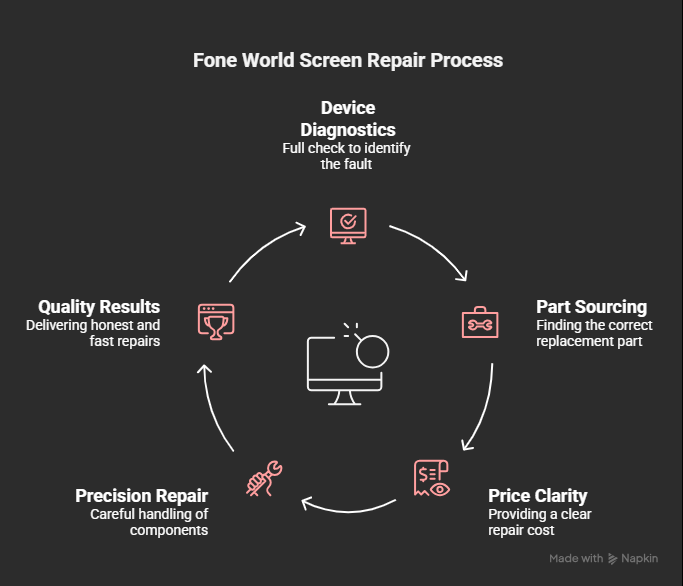 Screen repair process by Fone World